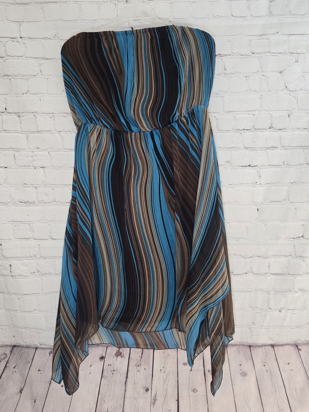 Retro Y2k chiffon boho indie sharkbite tube dress Ashley Stewart Sz 16